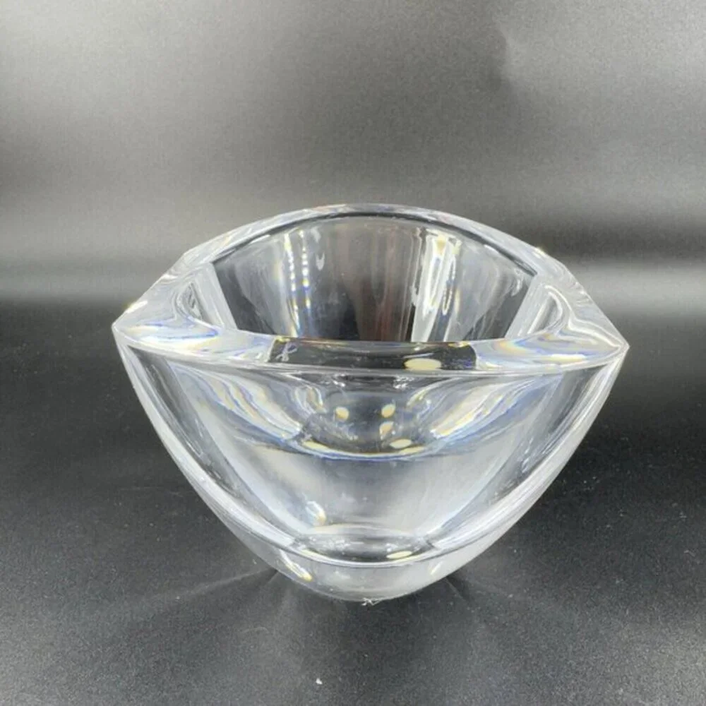 Orrefors Sweden Mirror Crystal Art Deco Bowl Dish Signed Clear Heavy Thick Glass